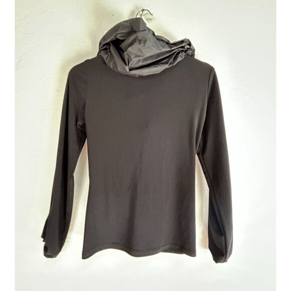 Joseph Ribkoff Womens Black Twist Front Hooded Long Sleeve Top Size 4 Pullover - Picture 2 of 8